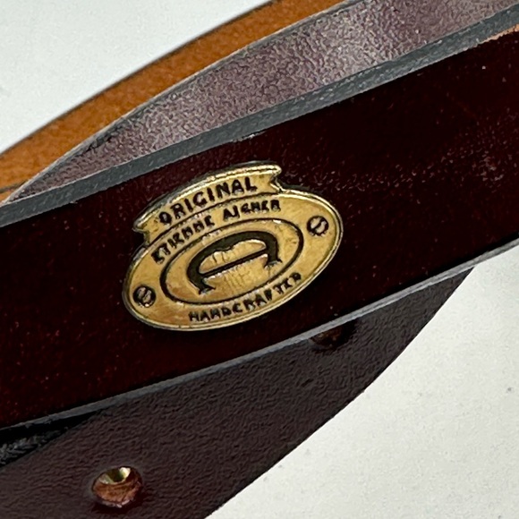 Etienne Aigner Original Handcrafted Leather Thin Belt Burgundy Size 28 - Picture 2 of 10